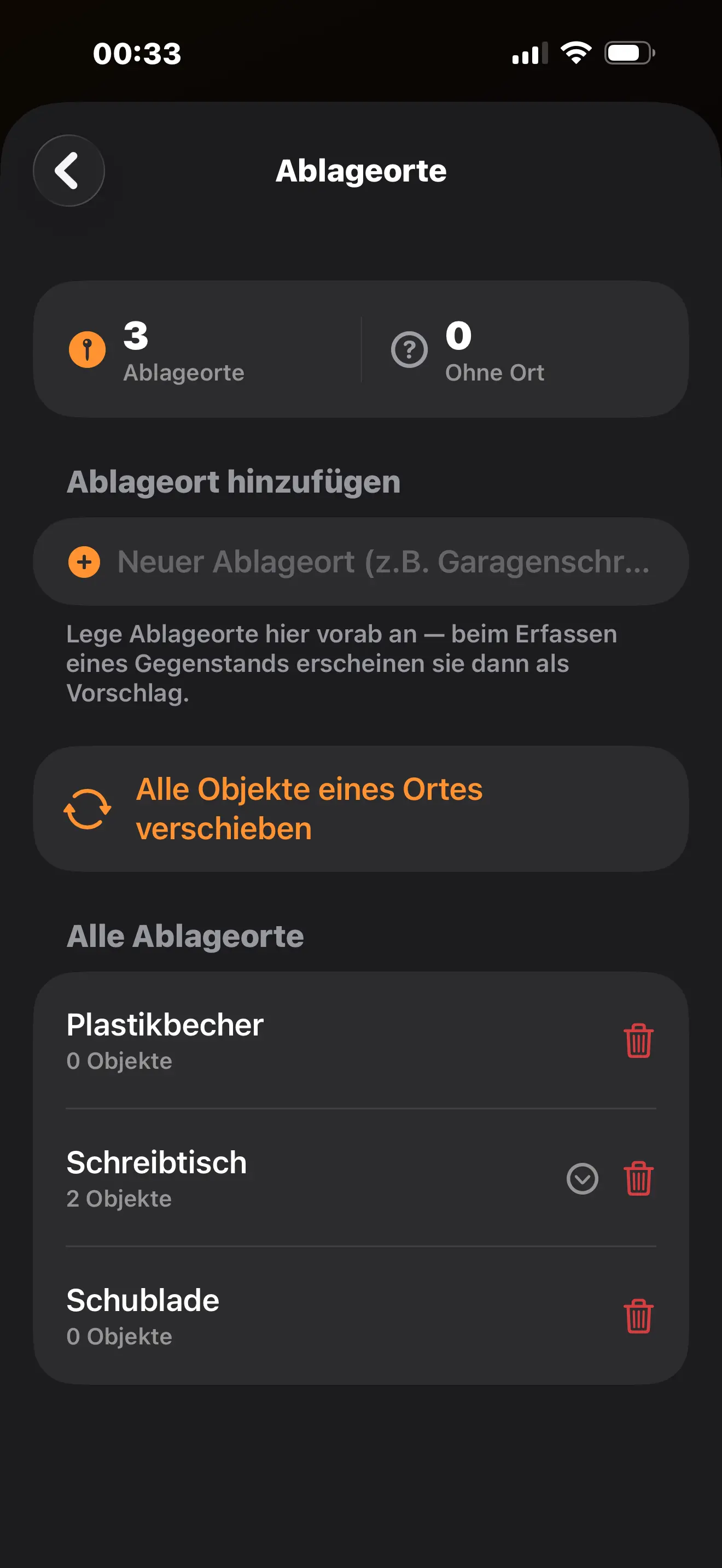 Manage storage places