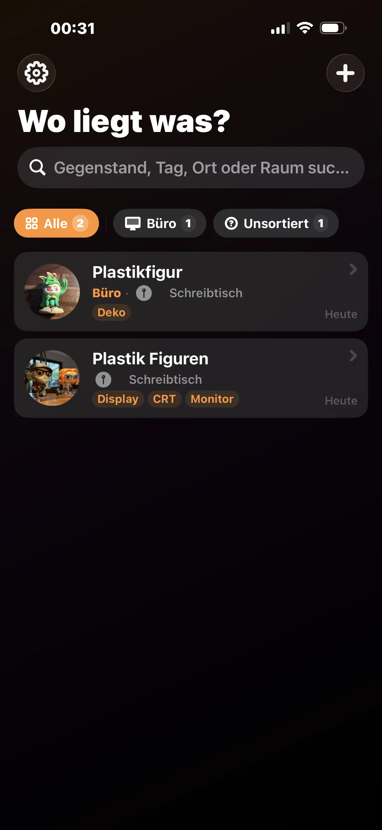 Overview of all items